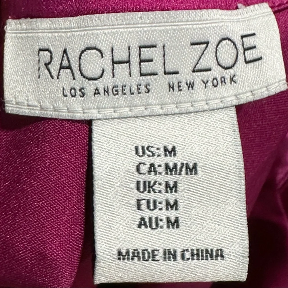 Rachel Zoe Satin Tie-Front Button Blouse Fuchsia Pink M PLEASE READ DESCRIPTION - Picture 6 of 7